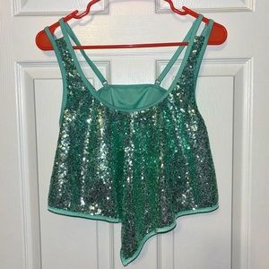 Sequin Ruffle Bikini Top